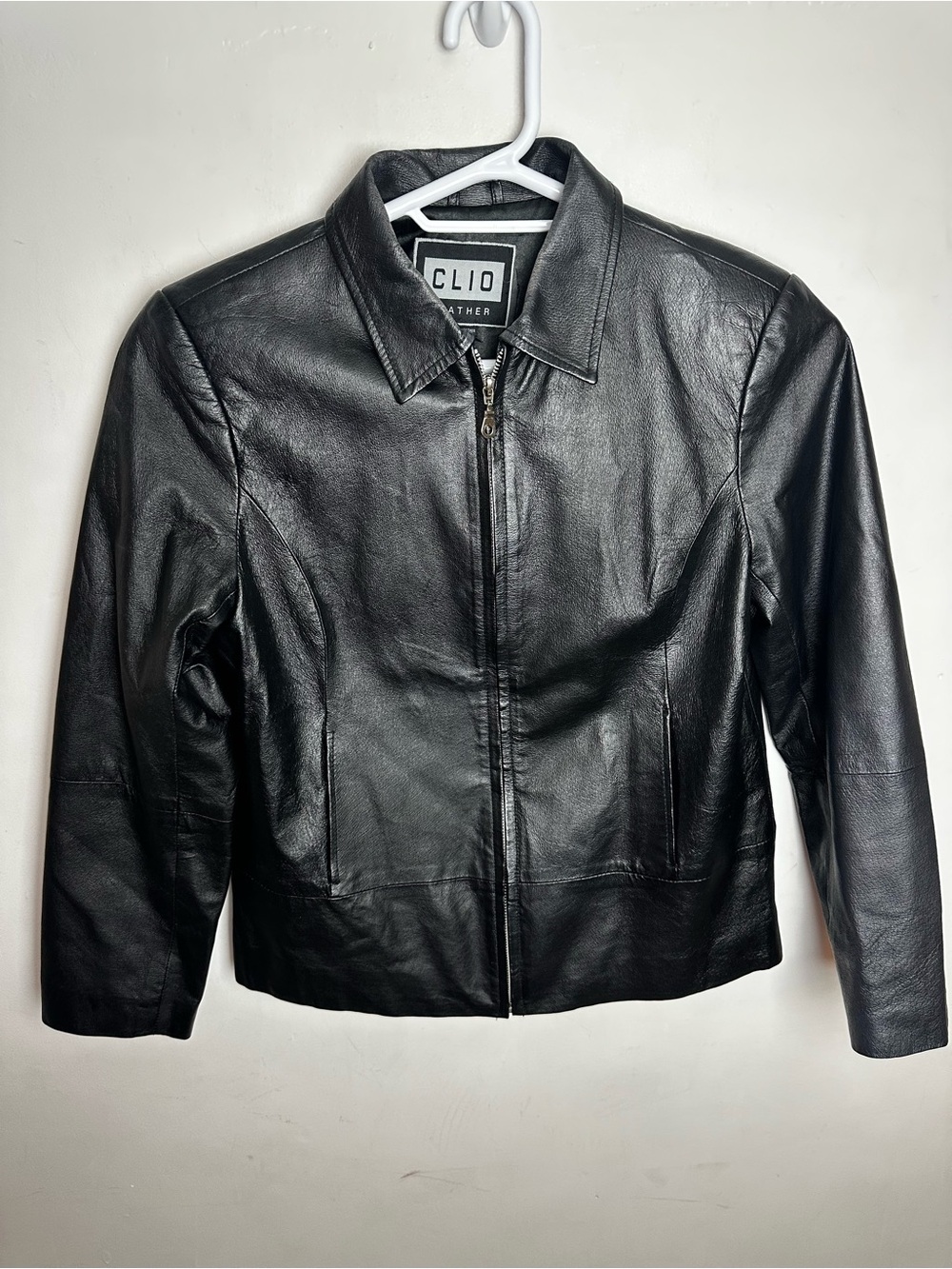 Vintage Leather Jacket Women's Size Medium Zip Front Clio Lightweight Black